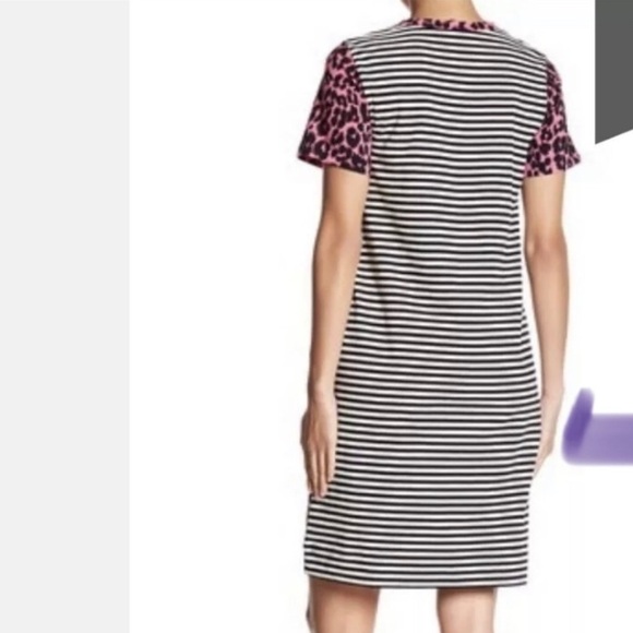 Marc Jacobs Pink/Black Animal Print and Striped Dress Size Medium - Picture 2 of 10